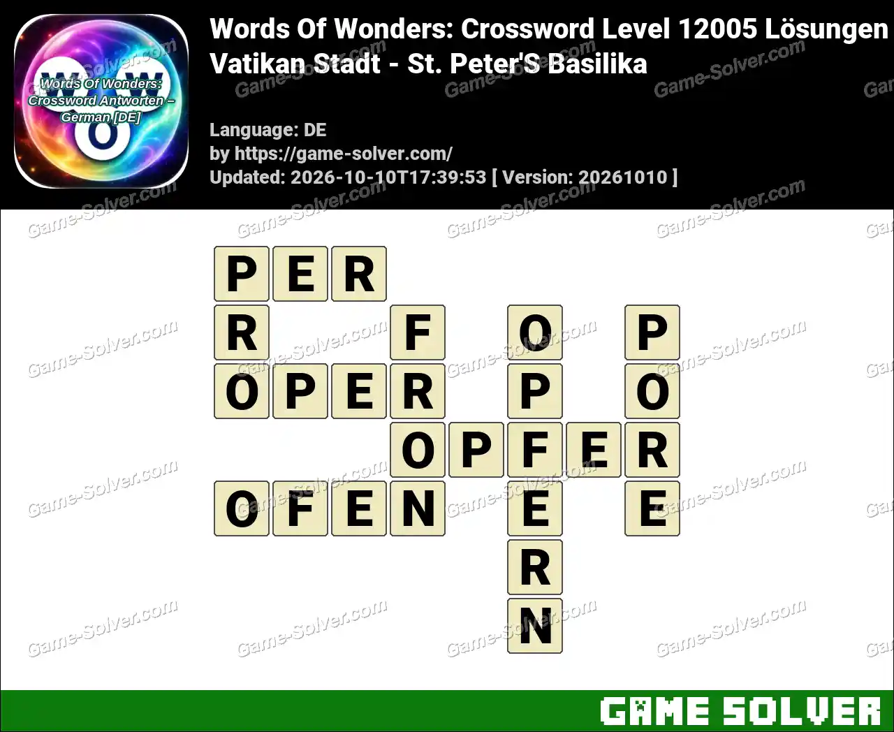 Words Of Wonders: Crossword Level 12005 Lösungen – Vatikan Stadt – St. Peter’S Basilika